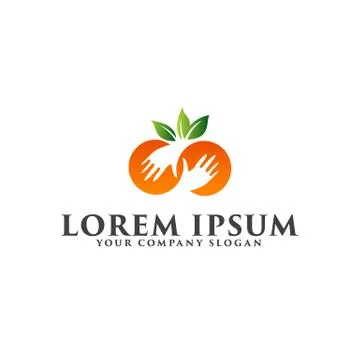 Fruit hand logo design concept template Stock-Illustration