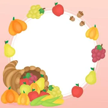 Fruit harvest cornucopia frame 1 Stock Illustration