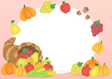 Fruit harvest cornucopia frame 2 Stock Illustration