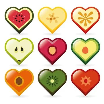 Fruit hearts Stock Illustration