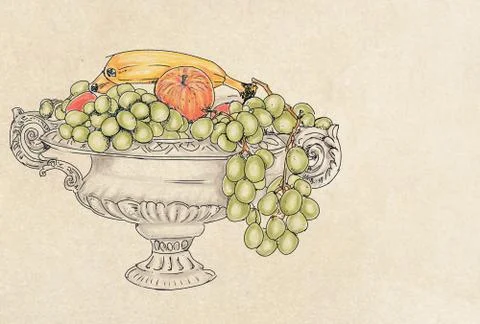 Fruit holder with mixed fruit Stock Illustration