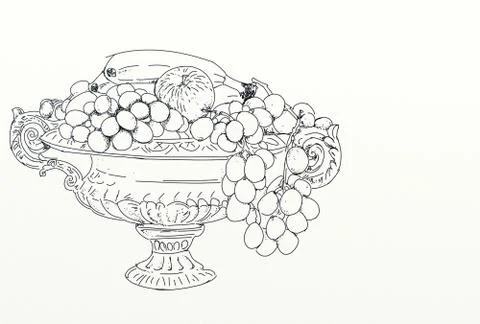 Fruit holder with mixed fruit Stock Illustration