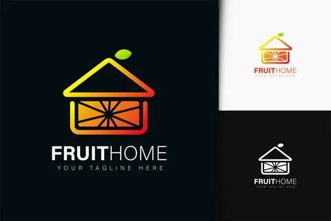 Fruit home logo design with gradient Stock Illustration