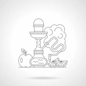 Fruit hookah detailed line vector illustration Stock Illustration