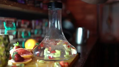 Fruit hookah preparation 4k 100 fps Video stock 196153086