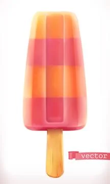 Fruit ice cream. 3d vector icon Stock Illustration