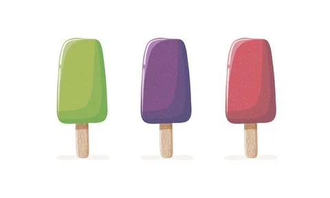 Fruit ice cream bar vector set with lime, raspberry and blackberry Stock Illustration