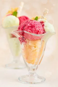 Fruit ice-cream. Stock Photos