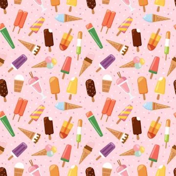 Fruit ice cream seamless pattern background vector illustration Stock Illustration