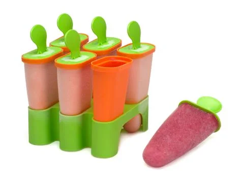 Fruit ice cream in special forms. Bright color, summer mood. Stock Photos