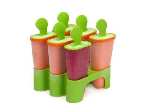Fruit ice cream in special forms. Bright color, summer mood. Stock Photos