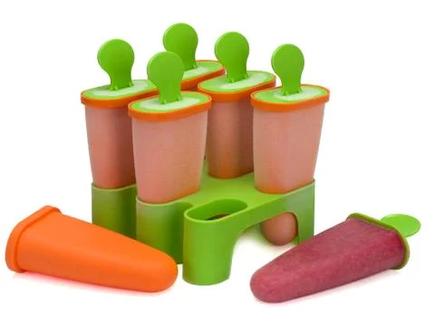 Fruit ice cream in special forms. Bright color, summer mood. Stock Photos