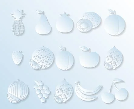 Fruit icon in paper style. the image of fruits and berries symbol Illustrazione stock