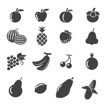 Fruit icon set Stock Illustration
