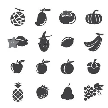 Fruit icon set Stock Illustration