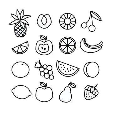 Fruit icon set. Vector Illustration Stock Illustration