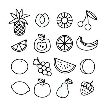 Fruit icon set. Vector Illustration Monochrome Fruit icon set isolated. Ve... Stock Photos