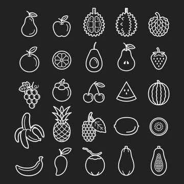 Fruit icons black Stock Illustration