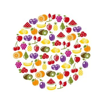 Fruit icons in circle Stock Illustration