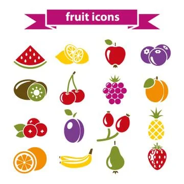 Fruit icons Stock Illustration