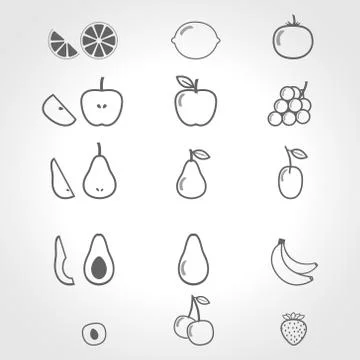 Fruit icons Stock Illustration