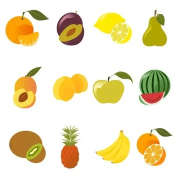 Fruit icons Stock Illustration