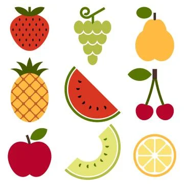 Fruit icons isolated on white background Stock Illustration