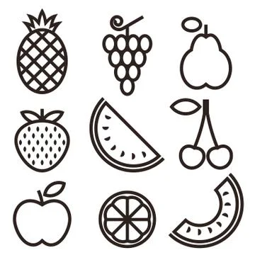 Fruit icons isolated on white background Stock Illustration
