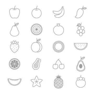 Fruit Icons Line Set Of Vector Illustration Stock-Illustration