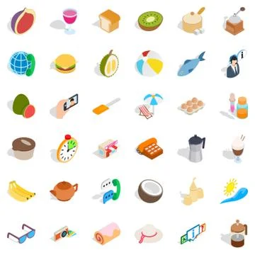 Fruit icons set, isometric style Stock Illustration
