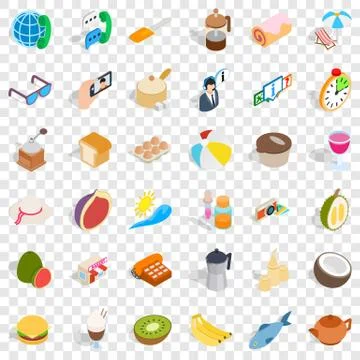 Fruit icons set, isometric style Stock Illustration