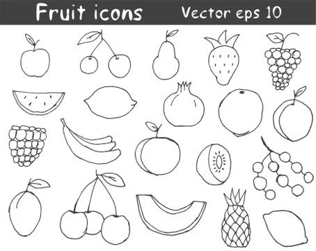 Fruit icons set. Vector eps 10. Stock Illustration