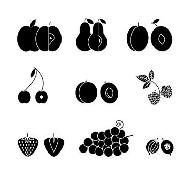 Fruit icons, thin line style, flat design Stock Illustration