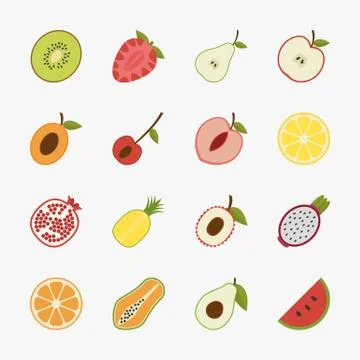 Fruit icons with white background , eps10 vector format Illustrazione stock