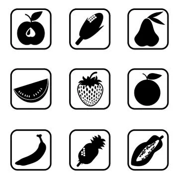 Fruit icons on white background. Stock Illustration