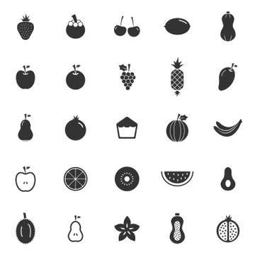 Fruit icons on white background Stock Illustration
