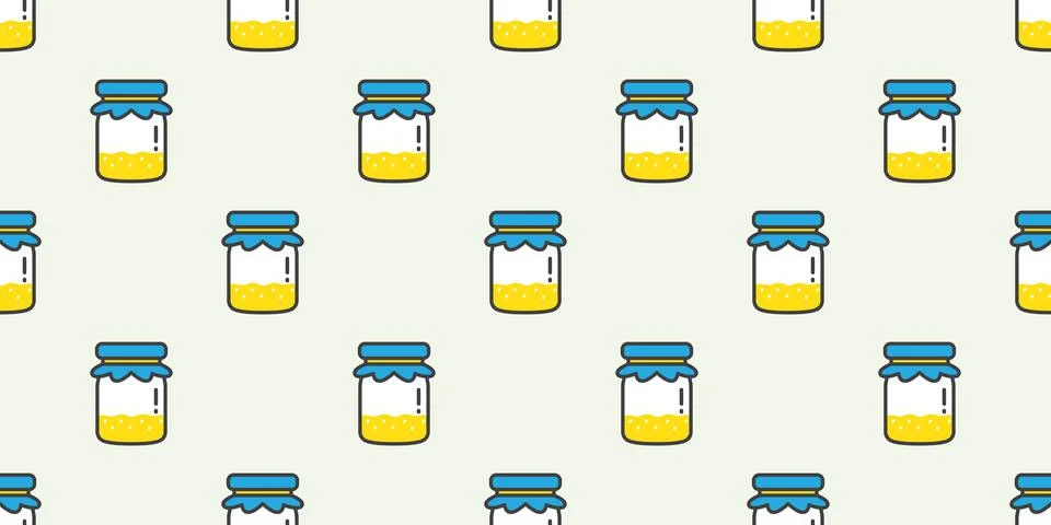 Fruit Jam Bottle Seamless Pattern vector isolated background wallpaper イラスト素材