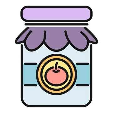 Fruit jam jar with apple label icon Stock Illustration