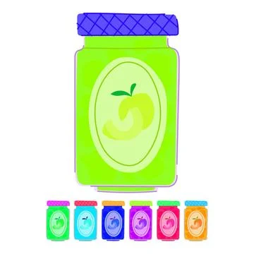 Fruit jam jar vector cartoon graphic Stock Illustration