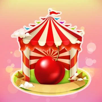 Fruit jam poster cherry, sweets emblem, specialized agricultural fair, vector Illustrazione stock