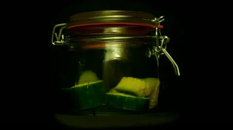 Fruit jar cucumber time lapse 1 Stock Footage 10830000