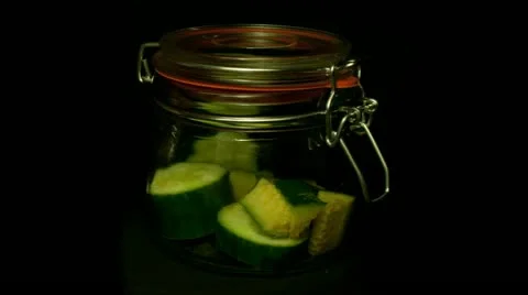 Fruit jar cucumber time lapse 2 Stock Footage 10830001