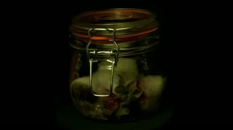 Fruit jar strawberries time lapse 2 Stock Footage 10830029