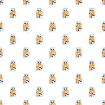 Fruit jars pattern with orange slices and blueberries Stock Illustration