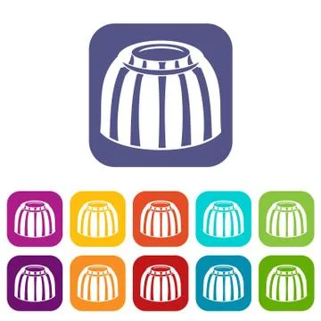 Fruit jelly icons set flat イラスト素材