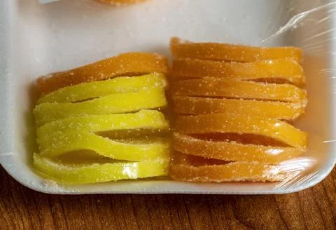 Fruit jelly in the package Stock Photos