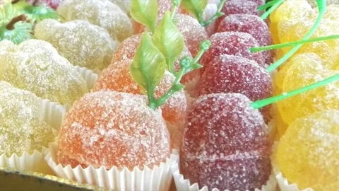 Fruit jelly tracking shot Stock Footage 75790285