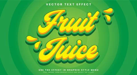 Fruit Juice 3d editable text effect Template Stock Illustration