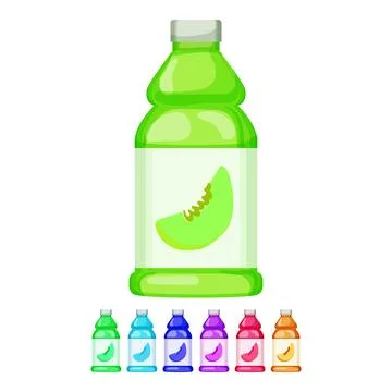 Fruit juice bottle cartoon vector graphic Stock Illustration