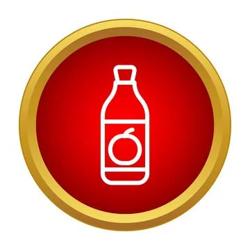 Fruit juice bottle icon on red background Stock Illustration